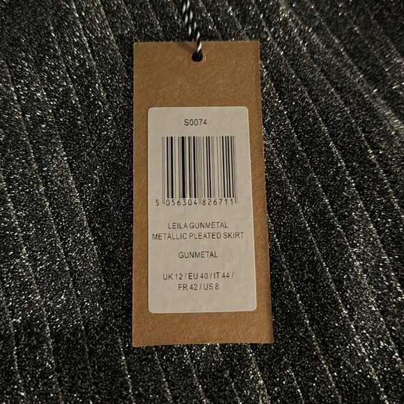 Sugarhill Brighton gunmetal metallic permanent pleated NWT SZ 8 - Picture 10 of 13